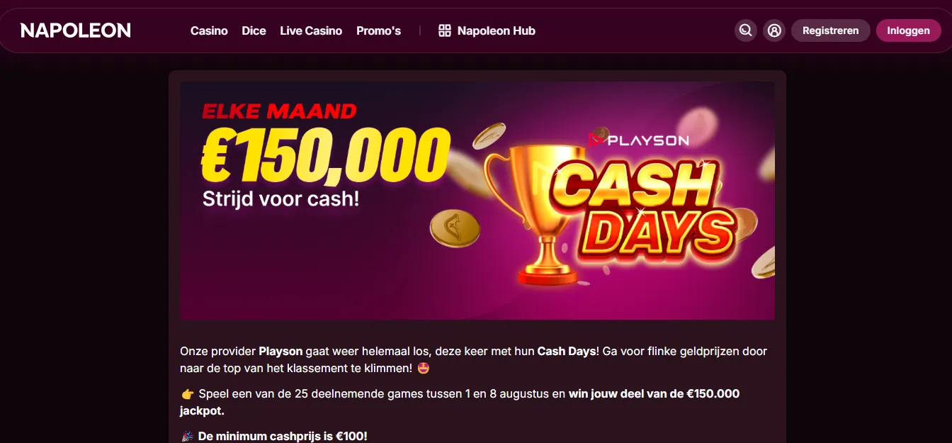 Freespins en cashback aanbiedingen bij een dice casino